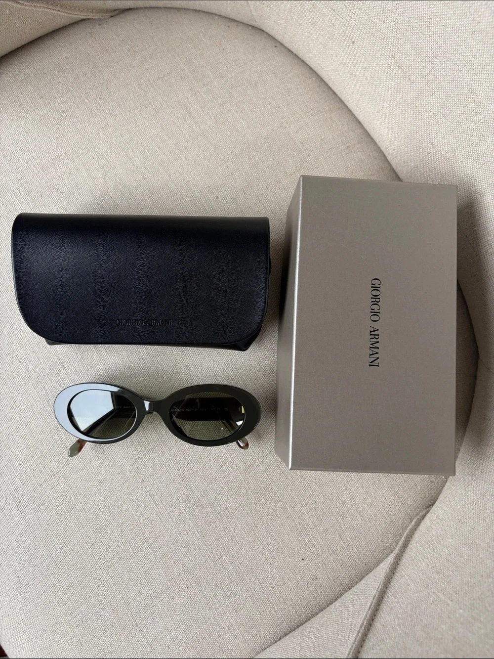 Giorgio Armani Dark Green Cat-Eye Sunglasses with Black Case